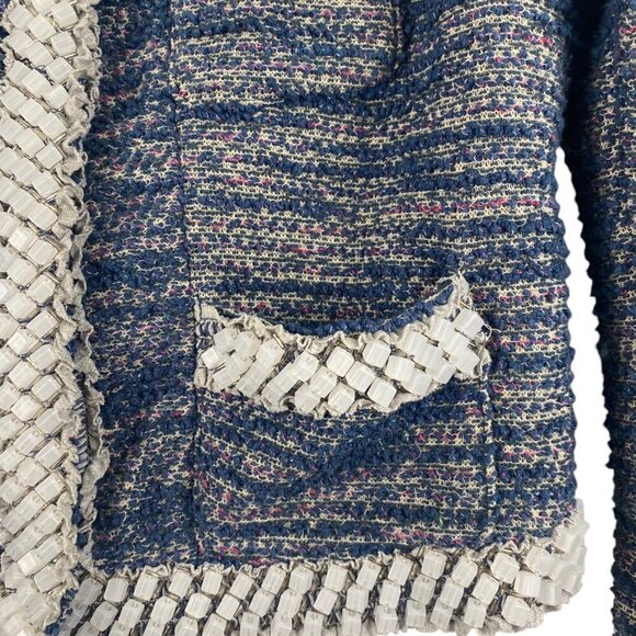 Anthropologie, ISANI Beaded Cropped Tweed Jacket , Blue , Size S/Small, VGUC - Picture 7 of 16